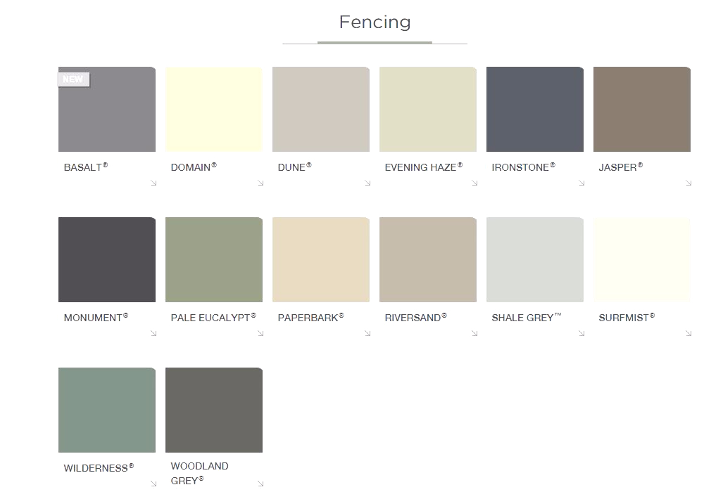 Colorbond Fence Colours 2