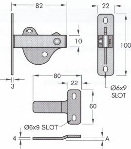 d latch and striker dimensions